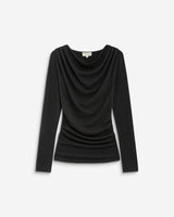Top drapé manches longues col bénitier anthracite Biscotte