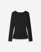 Top drapé manches longues col bénitier anthracite Biscotte