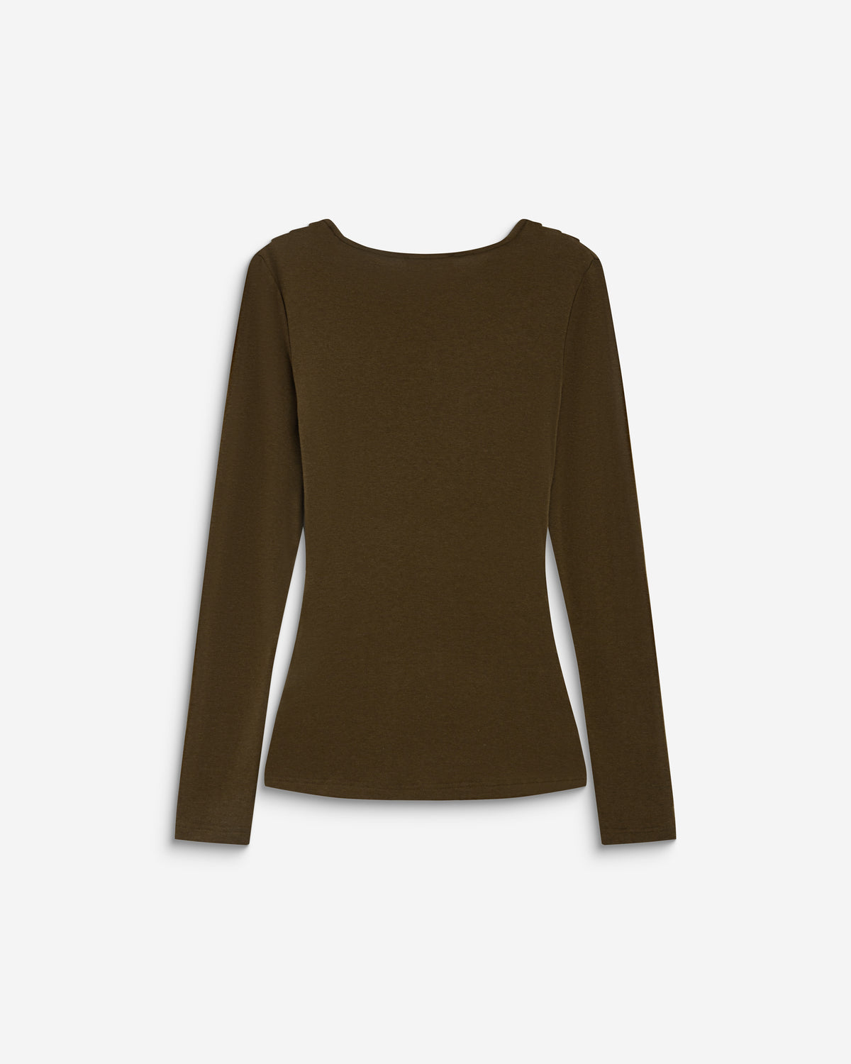 Top drapé manches longues col bénitier olive Biscotte