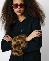 Knit cardigan with faux-fur cuffs noir Bambino