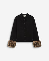 Knit cardigan with faux-fur cuffs noir Bambino