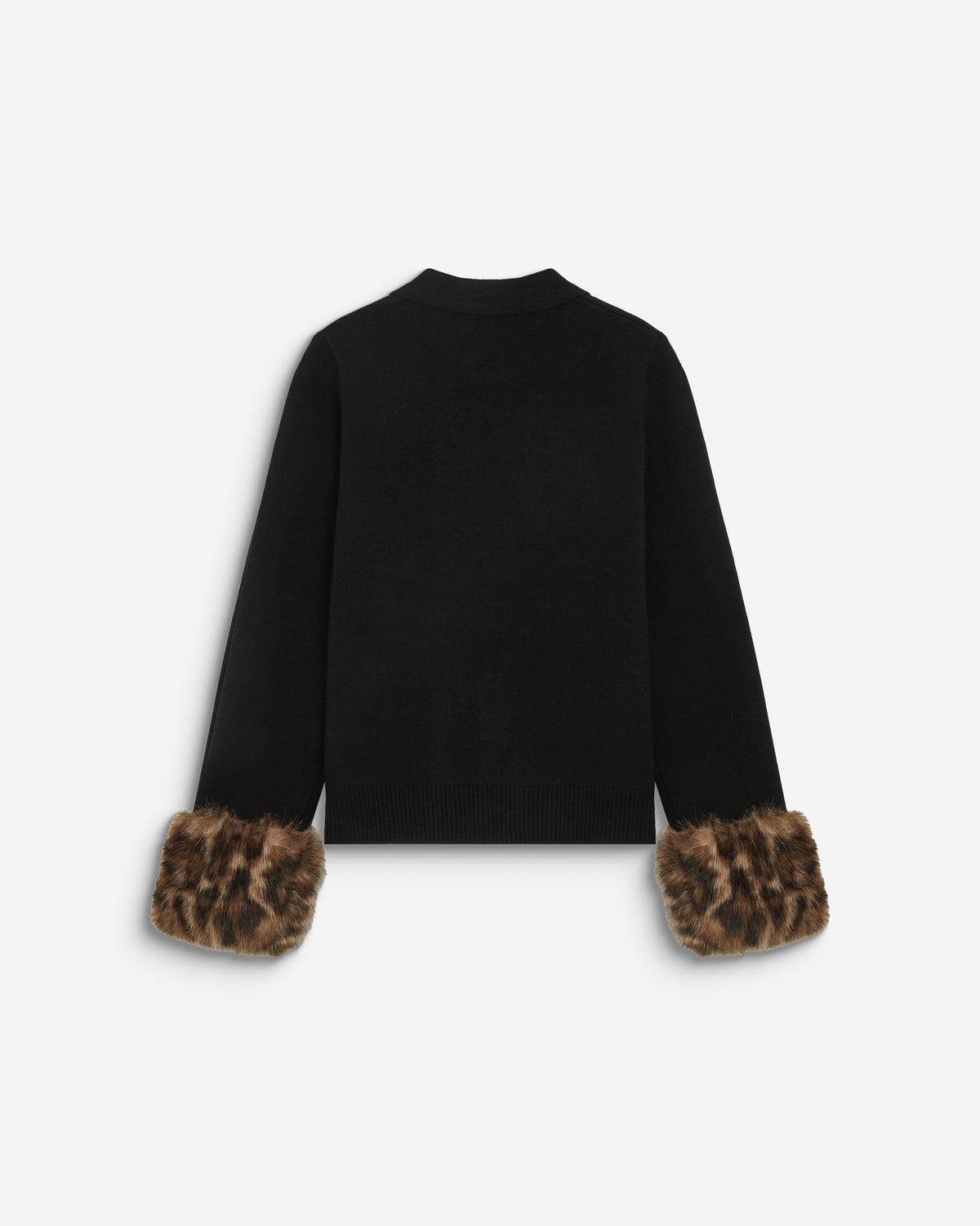 Knit cardigan with faux-fur cuffs noir Bambino