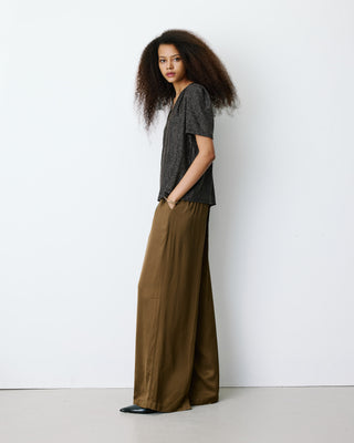 Top col V en jersey lurex manches courtes gold Basilic