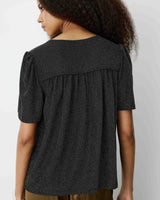 Top col V en jersey lurex manches courtes gold Basilic