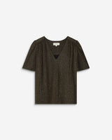 Top col V en jersey lurex manches courtes gold Basilic