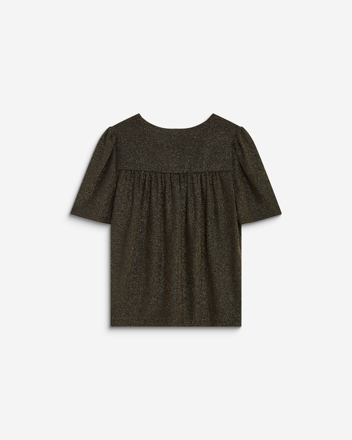 Top col V en jersey lurex manches courtes gold Basilic