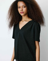 Top metalizado con escote en V noir Basilic