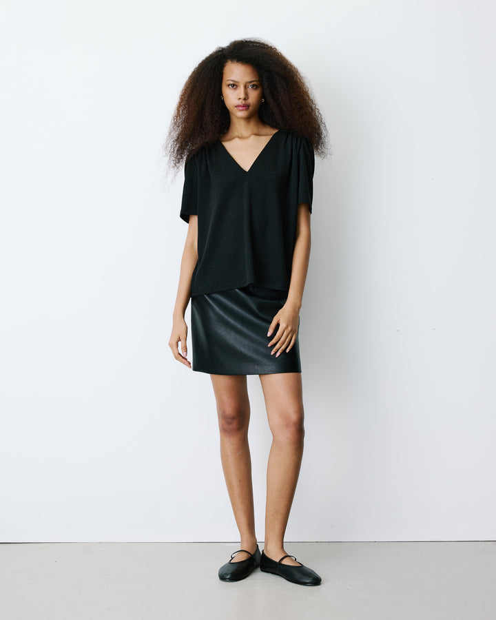 Top metalizado con escote en V noir Basilic