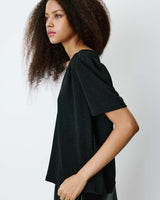 Top metalizado con escote en V noir Basilic