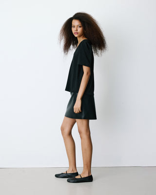 Top metalizado con escote en V noir Basilic