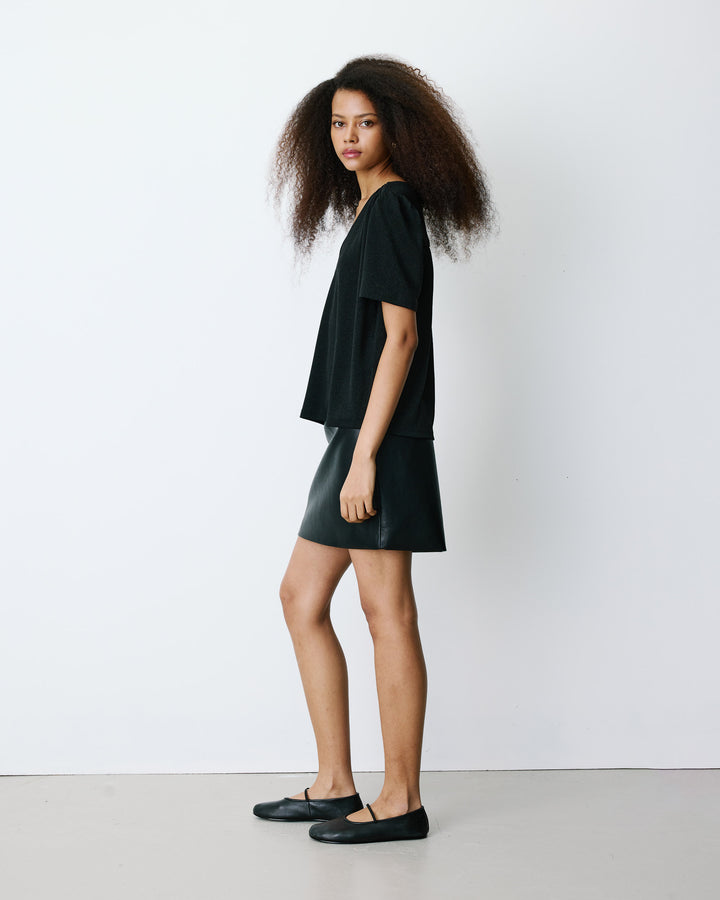 Top metalizado con escote en V noir Basilic
