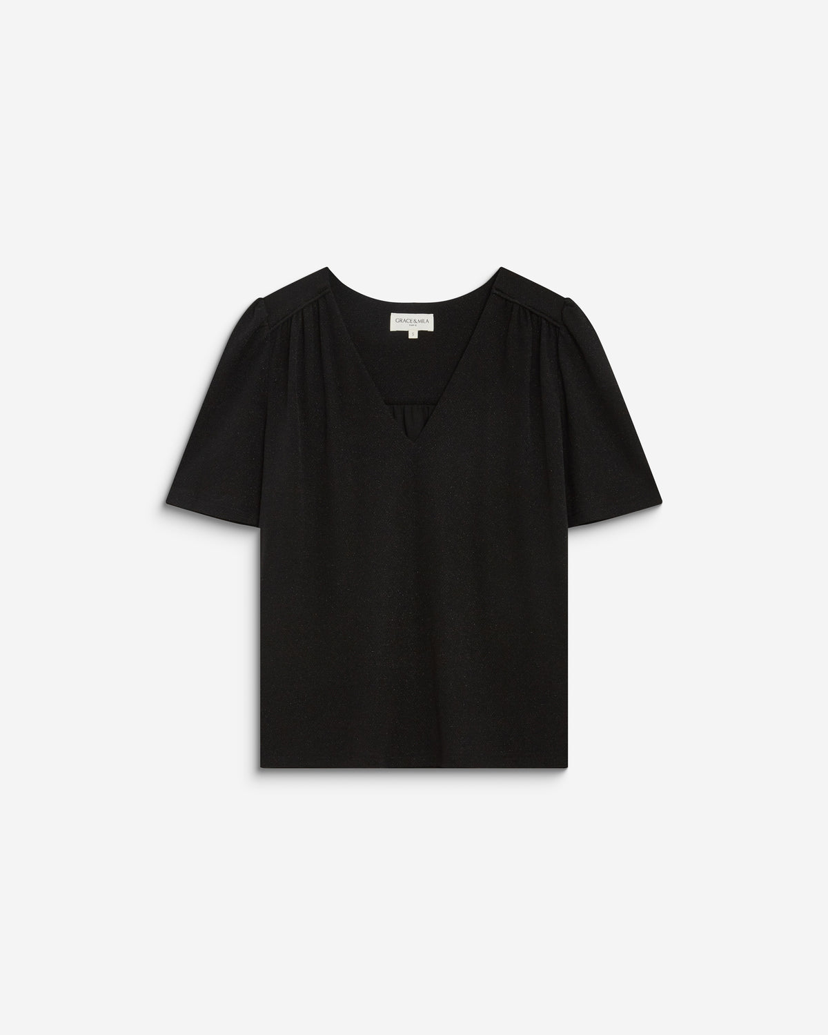 Top metalizado con escote en V noir Basilic