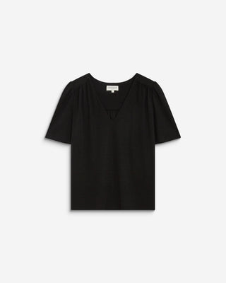 Top metalizado con escote en V noir Basilic