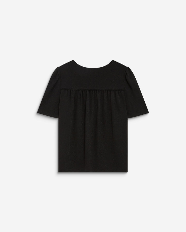Top metalizado con escote en V noir Basilic