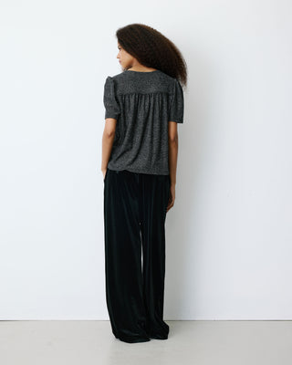 Top metalizado con escote en V silver Basilic