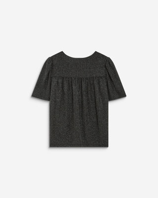 Top metalizado con escote en V silver Basilic