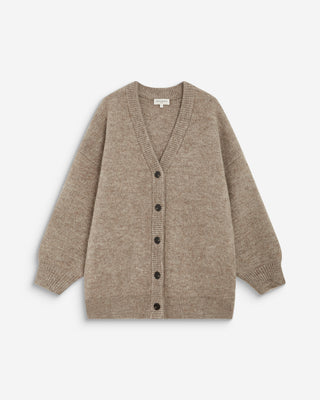 Cárdigan oversize con cuello de pico mocha Bloom
