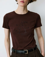 T-shirt ajusté en coton à message velours chocolat Bubble
