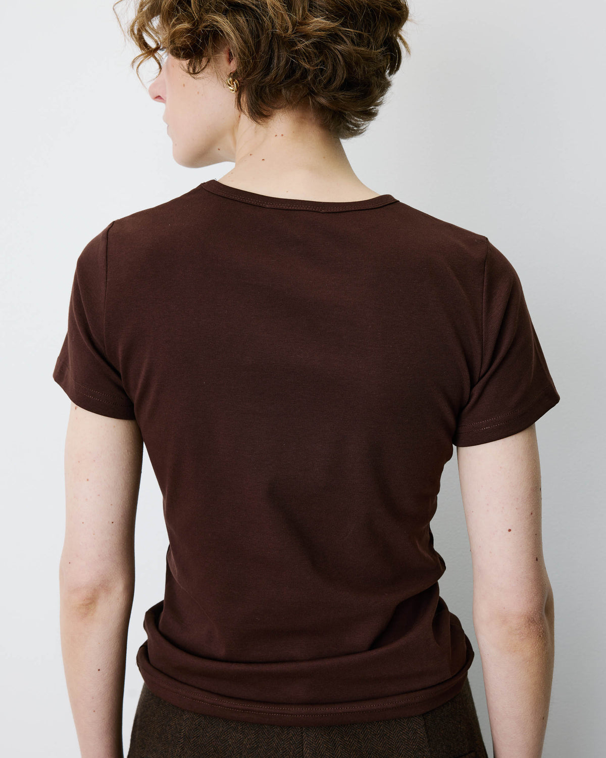 T-shirt ajusté en coton à message velours chocolat Bubble