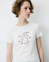 Camiseta de algodón con mensaje ivoire Bubble