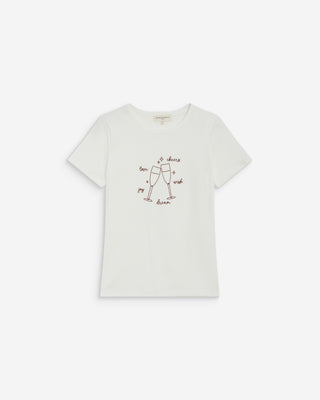 Camiseta de algodón con mensaje ivoire Bubble