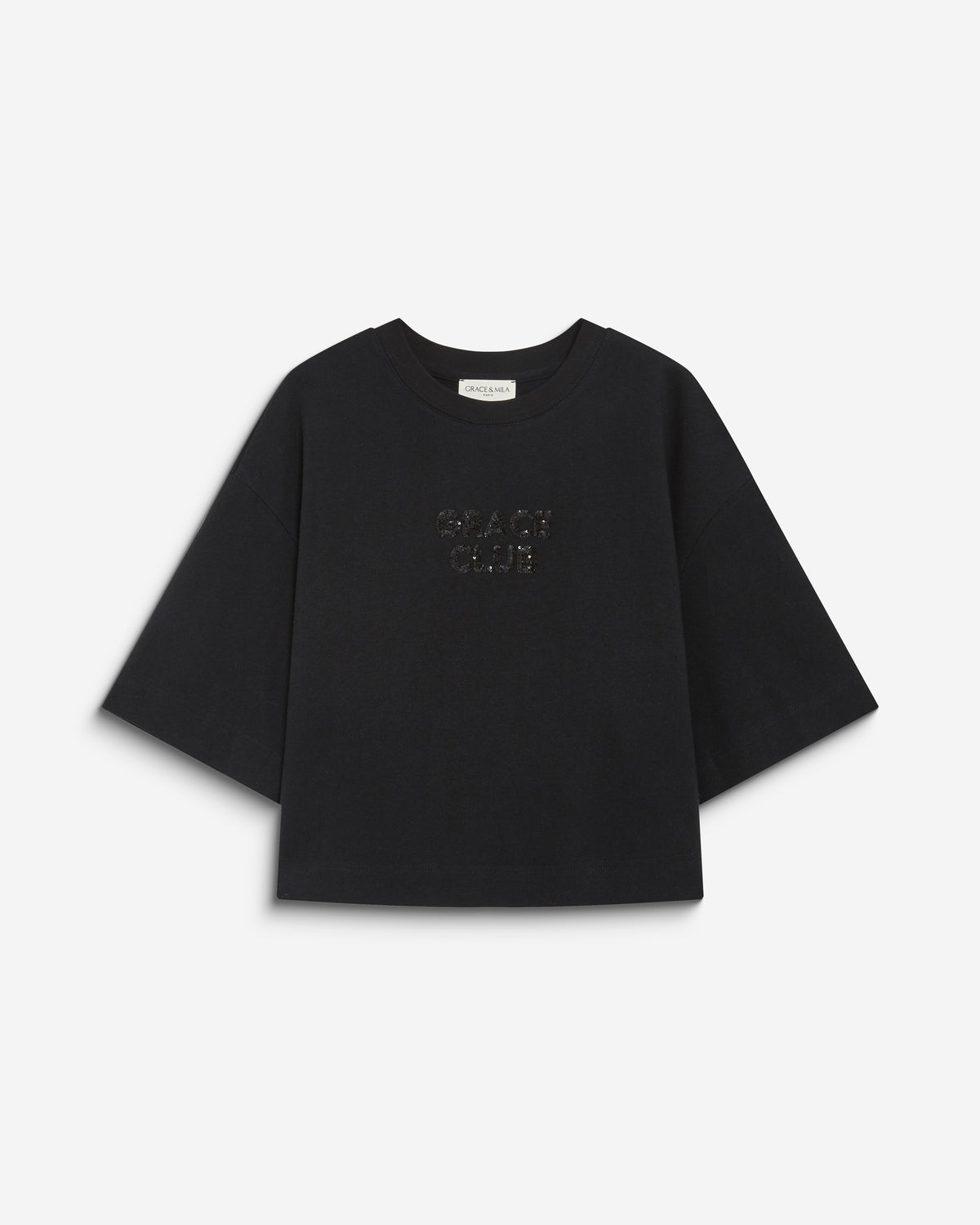 Camiseta con mensaje de lentejuelas noir Bond
