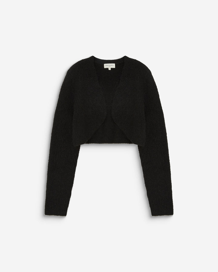 Bolero de manga larga de punto noir Byron