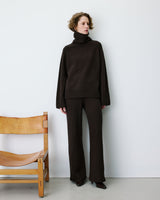 Oversized cable-knit turtleneck jumper chocolat Bastille