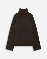 Oversized cable-knit turtleneck jumper chocolat Bastille