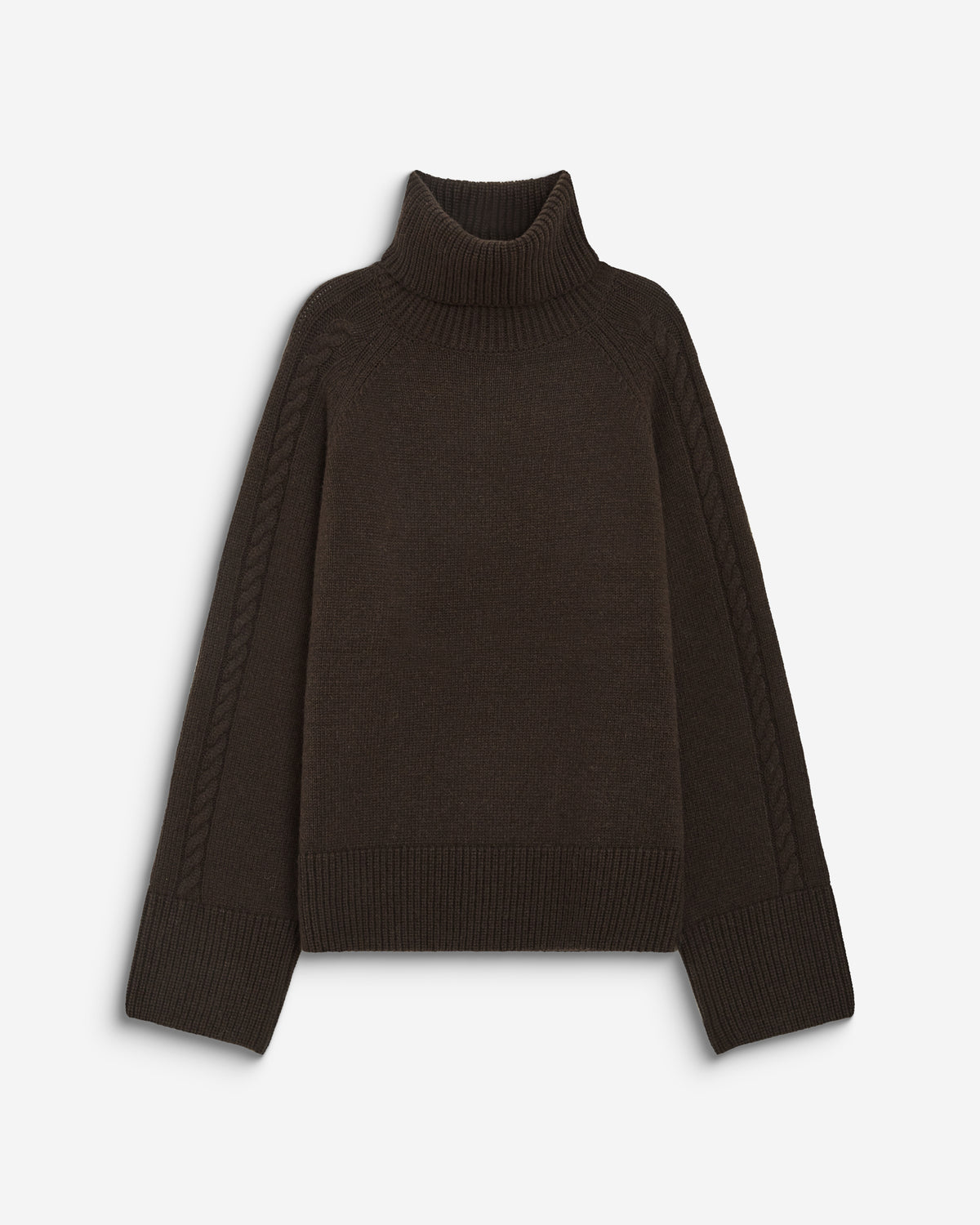 Oversized cable-knit turtleneck jumper chocolat Bastille
