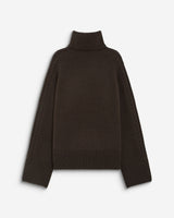 Oversized cable-knit turtleneck jumper chocolat Bastille