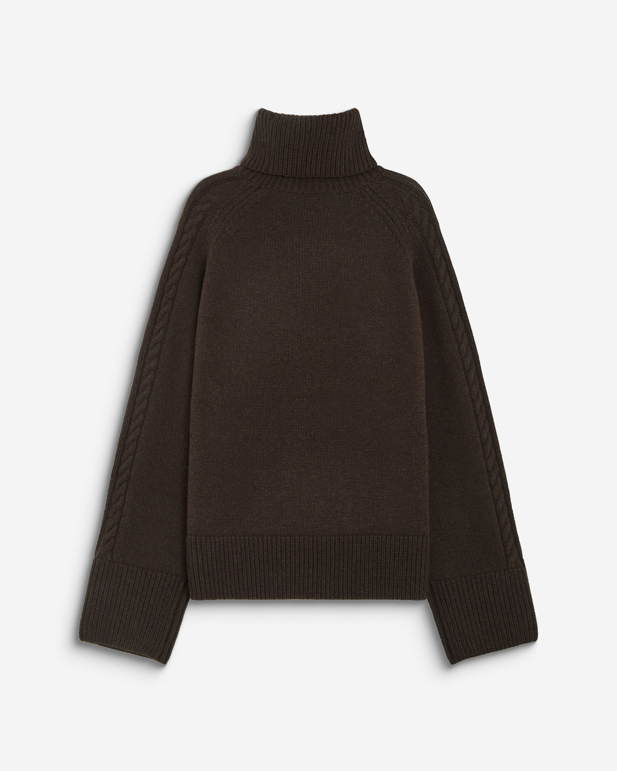 Oversized cable-knit turtleneck jumper chocolat Bastille