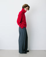 Pull oversize col roulé en maille torsadée rouge Bastille