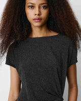 T-shirt drapé en jersey lurex manches courtes gold Baly