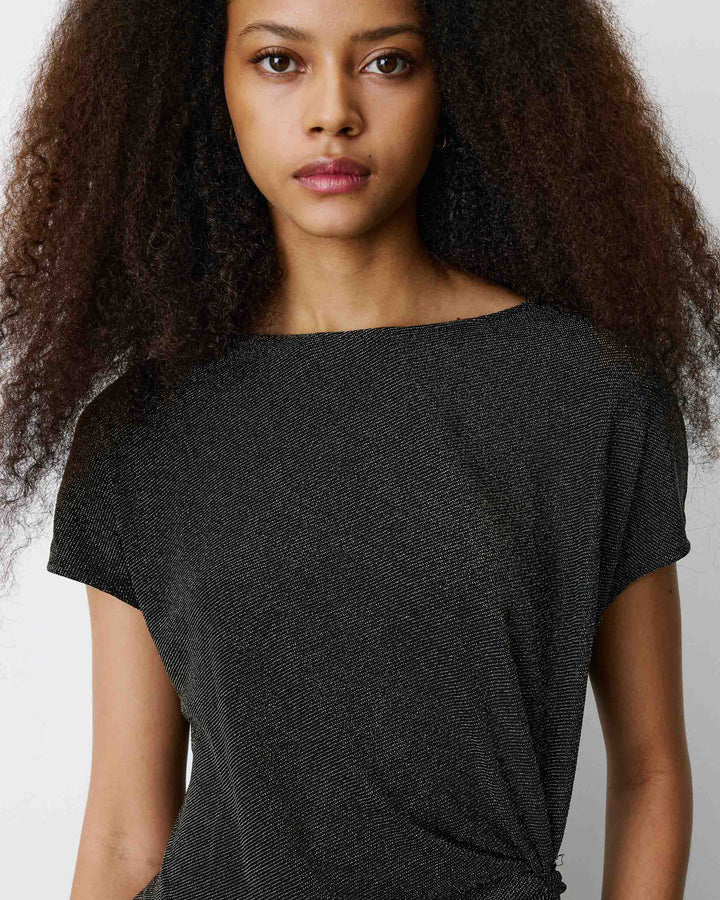 T-shirt drapé en jersey lurex manches courtes gold Baly