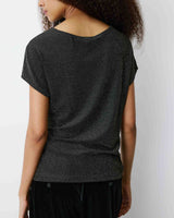 T-shirt drapé en jersey lurex manches courtes gold Baly