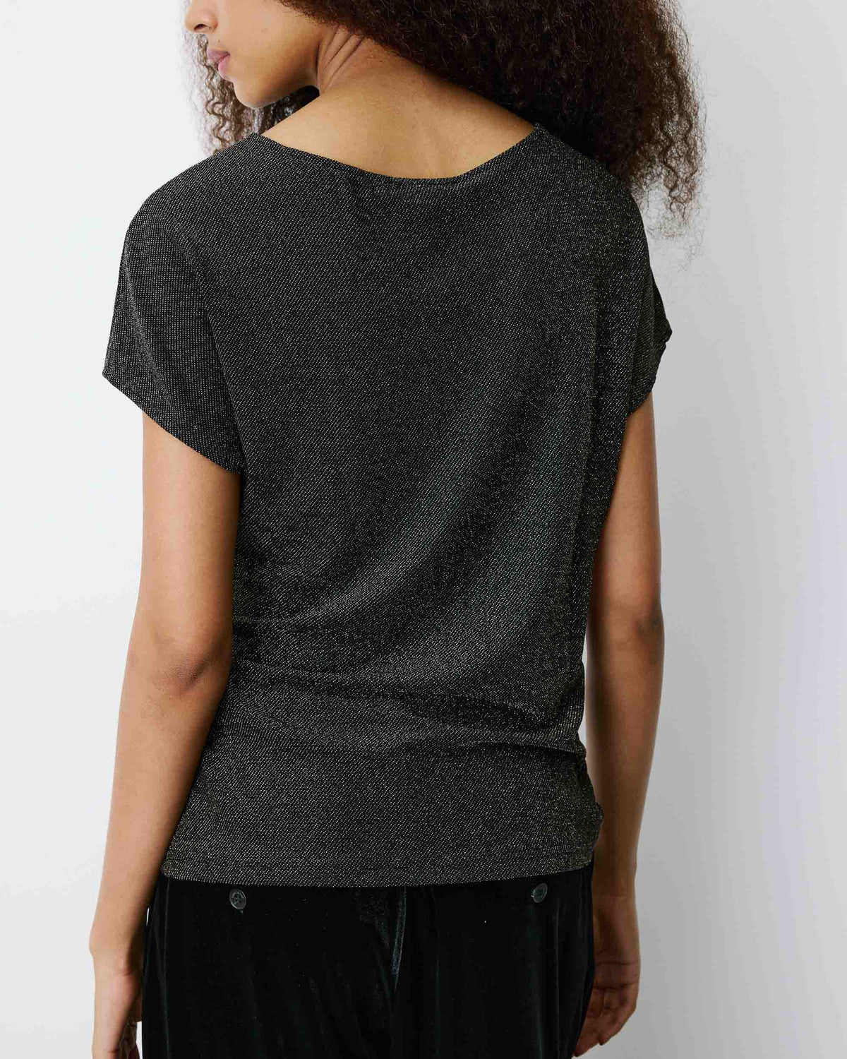 T-shirt drapé en jersey lurex manches courtes gold Baly