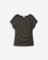 T-shirt drapé en jersey lurex manches courtes gold Baly