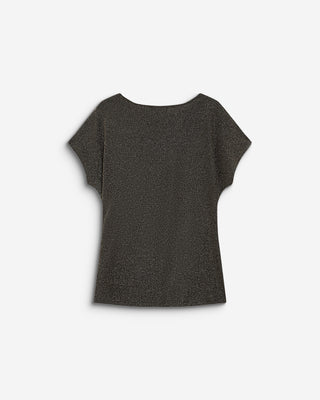 T-shirt drapé en jersey lurex manches courtes gold Baly