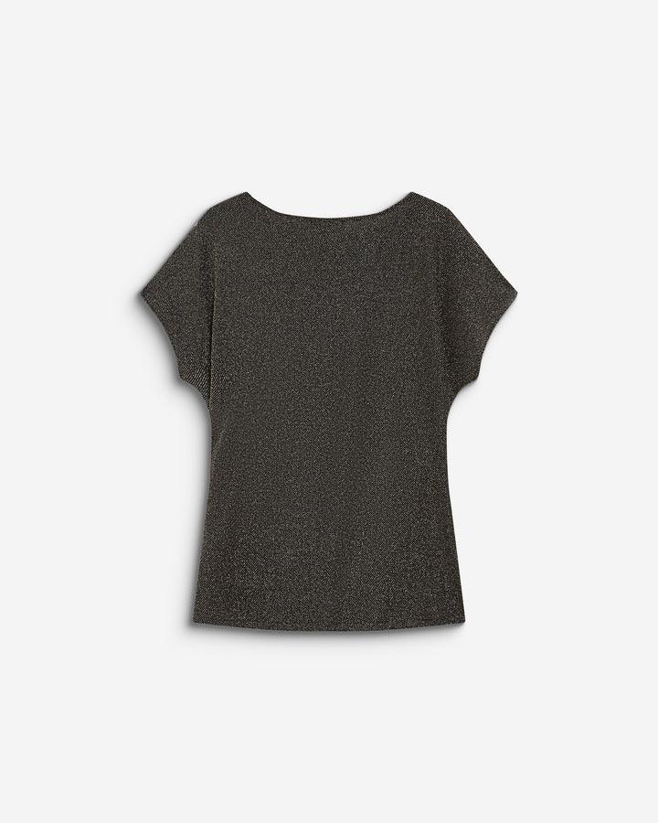 T-shirt drapé en jersey lurex manches courtes gold Baly