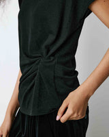 T-shirt drapé en jersey lurex manches courtes noir Baly