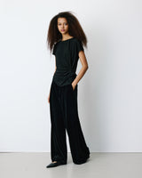 T-shirt drapé en jersey lurex manches courtes noir Baly