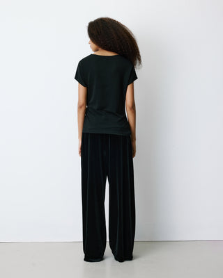 T-shirt drapé en jersey lurex manches courtes noir Baly