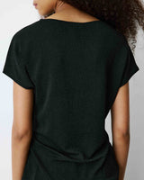 T-shirt drapé en jersey lurex manches courtes noir Baly