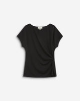 T-shirt drapé en jersey lurex manches courtes noir Baly