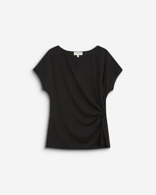 T-shirt drapé en jersey lurex manches courtes noir Baly