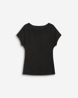 T-shirt drapé en jersey lurex manches courtes noir Baly