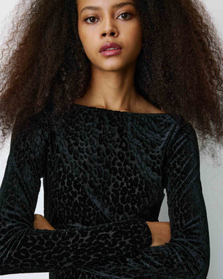 Body de manga larga con estampado de leopardo noir Bora