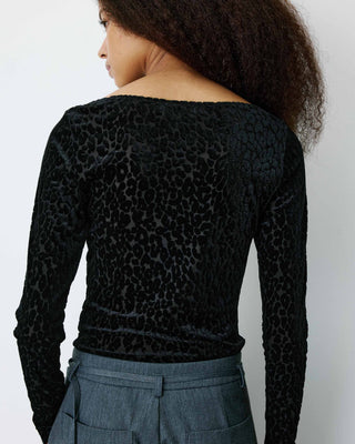 Body de manga larga con estampado de leopardo noir Bora