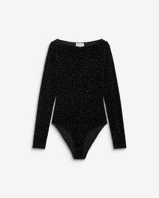 Body de manga larga con estampado de leopardo noir Bora